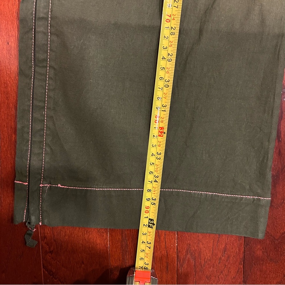 Anthropologie Maeve Colette Green Cropped Wide Leg Pants Contrast Stitch Size 30 - Picture 4 of 12